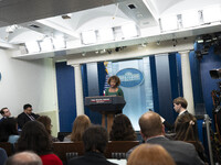 On November 21, 2024, in Washington, D.C., United States, White House Press Secretary Karine Jean-Pierre speaks to the White House press poo...