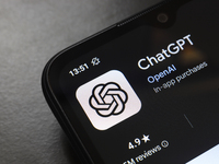 The ChatGPT app logo displays on the screen of a smartphone in Reno, United States, on November 21, 2024. (