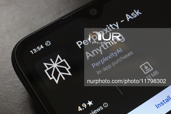 The Perplexity AI app logo appears on the screen of a smartphone in Reno, United States, on November 21, 2024. 