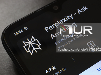 The Perplexity AI app logo appears on the screen of a smartphone in Reno, United States, on November 21, 2024. (