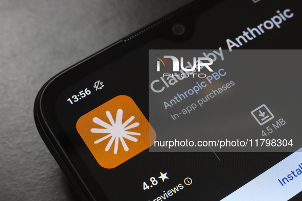 The Claude by Anthropic app logo appears on the screen of a smartphone in Reno, United States, on November 21, 2024. 