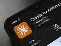 The Claude by Anthropic app logo appears on the screen of a smartphone in Reno, United States, on November 21, 2024. (