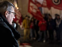 Maurizio Landini, general secretary of the CGIL, participates in the demonstration for ''Freedom to express oneself, demonstrate, think and...