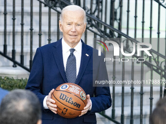 President Joe Biden welcomes the 2024 National Basketball Association champions, the Boston Celtics, to the White House in Washington, D.C.,...