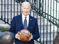 President Joe Biden welcomes the 2024 National Basketball Association champions, the Boston Celtics, to the White House in Washington, D.C.,...