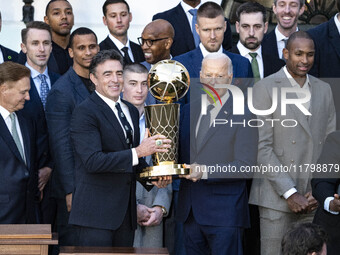 President Joe Biden welcomes the 2024 National Basketball Association champions, the Boston Celtics, to the White House in Washington, D.C.,...