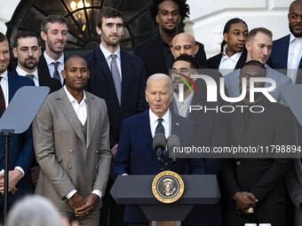 President Joe Biden welcomes the 2024 National Basketball Association champions, the Boston Celtics, to the White House (