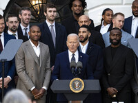 President Joe Biden welcomes the 2024 National Basketball Association champions, the Boston Celtics, to the White House (