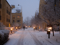 Snow is seen falling in a residential neighbourhood in Warsaw, Poland on 22 November, 2024. It is the first time in recent years significant...