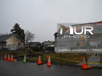 A man is arrested for arson after several homes are destroyed due to a fire in Woodbridge, New Jersey, United States, on November 21, 2024....