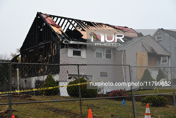 A man is arrested for arson after several homes are destroyed due to a fire in Woodbridge, New Jersey, United States, on November 21, 2024....