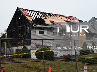 A man is arrested for arson after several homes are destroyed due to a fire in Woodbridge, New Jersey, United States, on November 21, 2024....