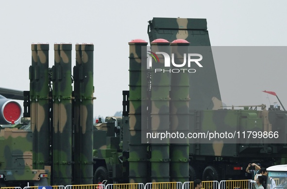 The HQ-9 long-range air defense system is pictured at the 2024 Zhuhai Air Show in Zhuhai, Guangdong province, China, on November 13, 2024. 