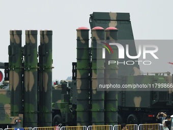 The HQ-9 long-range air defense system is pictured at the 2024 Zhuhai Air Show in Zhuhai, Guangdong province, China, on November 13, 2024. (