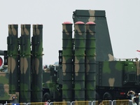 The HQ-9 long-range air defense system is pictured at the 2024 Zhuhai Air Show in Zhuhai, Guangdong province, China, on November 13, 2024. (