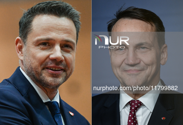 KRAKOW, POLAND - NOVEMBER 22:   
Mayor of Warsaw Rafal Trzaskowski (L) and Poland's Minister of Foreign Affairs Radoslaw Sikorski (R), both...