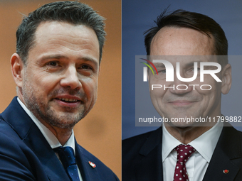 KRAKOW, POLAND - NOVEMBER 22:   
Mayor of Warsaw Rafal Trzaskowski (L) and Poland's Minister of Foreign Affairs Radoslaw Sikorski (R), both...