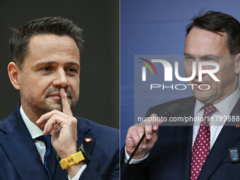 KRAKOW, POLAND - NOVEMBER 22:   
Mayor of Warsaw Rafal Trzaskowski (L) and Poland's Minister of Foreign Affairs Radoslaw Sikorski (R), both...