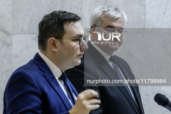 Ukraine's Foreign Minister Andrii Sybiha and Czech Republic's Foreign Minister Jan Lipavsky attend a joint press conference in Kyiv, Ukraine...