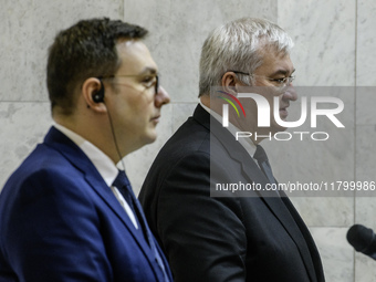 Ukraine's Foreign Minister Andrii Sybiha and Czech Republic's Foreign Minister Jan Lipavsky attend a joint press conference in Kyiv, Ukraine...