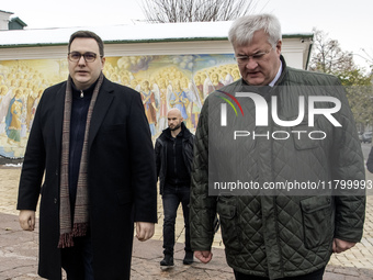 Ukraine's Foreign Minister Andrii Sybiha and Czech Republic's Foreign Minister Jan Lipavsky visit the Memory Wall of Fallen Defenders of Ukr...