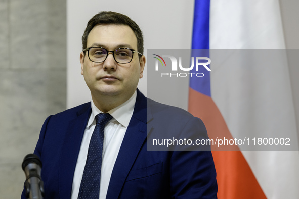 Czech Republic's Foreign Minister Jan Lipavsky attends a joint press conference with Ukraine's Foreign Minister Andrii Sybiha in Kyiv, Ukrai...