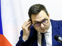 Czech Republic's Foreign Minister Jan Lipavsky attends a joint press conference with Ukraine's Foreign Minister Andrii Sybiha in Kyiv, Ukrai...