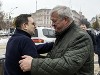 Ukraine's Foreign Minister Andrii Sybiha welcomes his Czech counterpart Jan Lipavsky in Kyiv, Ukraine, on November 22, 2024 (