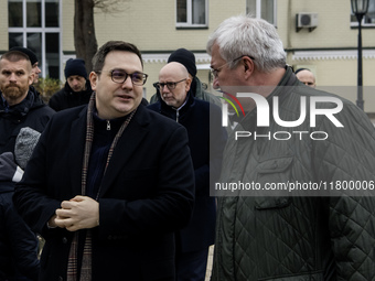 Ukraine's Foreign Minister Andrii Sybiha welcomes his Czech counterpart Jan Lipavsky in Kyiv, Ukraine, on November 22, 2024 (