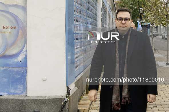 Ukraine's Foreign Minister Andrii Sybiha and Czech Republic's Foreign Minister Jan Lipavsky visit the Memory Wall of Fallen Defenders of Ukr...