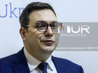 Czech Republic's Foreign Minister Jan Lipavsky attends a joint press conference with Ukraine's Foreign Minister Andrii Sybiha in Kyiv, Ukrai...