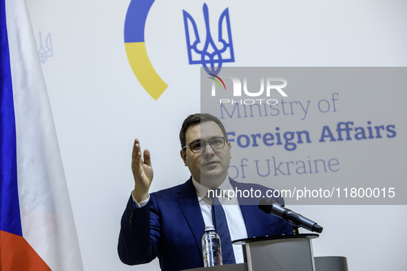 Czech Republic's Foreign Minister Jan Lipavsky attends a joint press conference with Ukraine's Foreign Minister Andrii Sybiha in Kyiv, Ukrai...