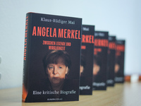 Author Klaus-Rudiger Mai presents his book 'Angela Merkel - Between Legend and Reality' at a press conference in Berlin, Germany, on Novembe...