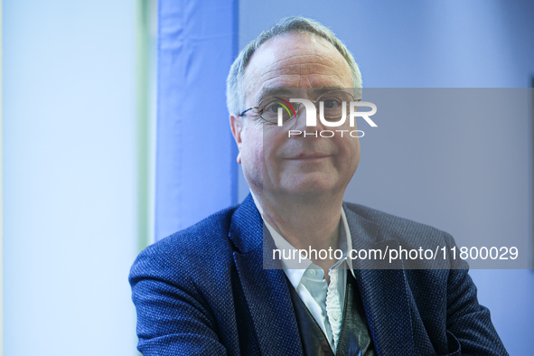 Author Klaus-Rudiger Mai presents his book 'Angela Merkel - Between Legend and Reality' at a press conference in Berlin, Germany, on Novembe...