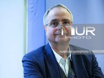 Author Klaus-Rudiger Mai presents his book 'Angela Merkel - Between Legend and Reality' at a press conference in Berlin, Germany, on Novembe...