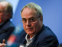 Author Klaus-Rudiger Mai presents his book 'Angela Merkel - Between Legend and Reality' at a press conference in Berlin, Germany, on Novembe...