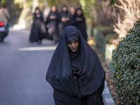 A veiled Iranian woman walks along a street while arriving to take part in an anti-Israeli rally in front of the United Nations (UN) office...