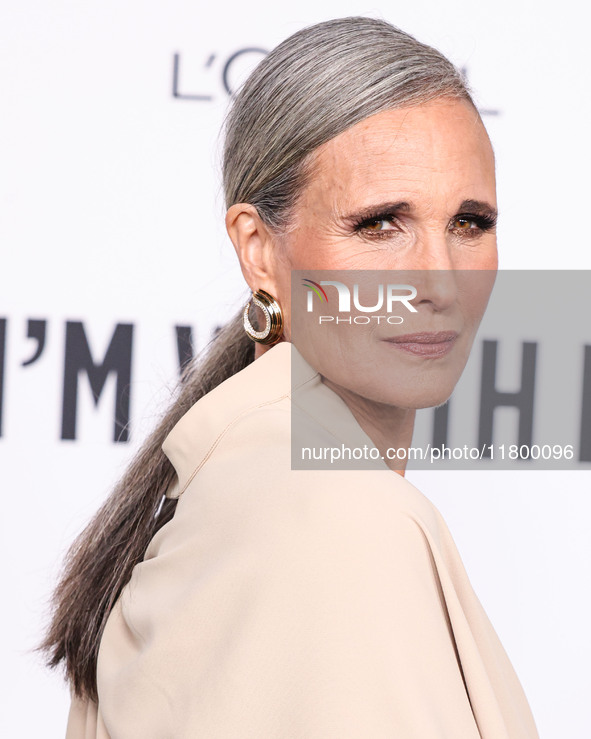 Andie MacDowell arrives at the 19th Annual L'Oreal Paris' Women Of Worth Celebration 2024 held at NeueHouse Hollywood on November 21, 2024 i...