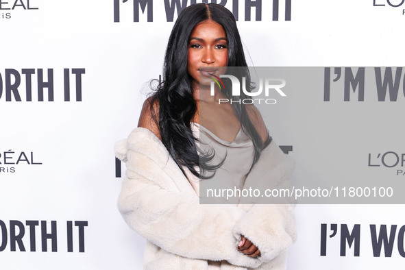 Carlacia Grant arrives at the 19th Annual L'Oreal Paris' Women Of Worth Celebration 2024 held at NeueHouse Hollywood on November 21, 2024 in...