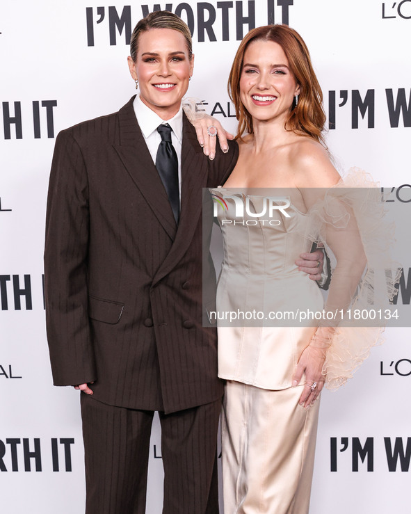 Ashlyn Harris and girlfriend Sophia Bush arrive at the 19th Annual L'Oreal Paris' Women Of Worth Celebration 2024 held at NeueHouse Hollywoo...