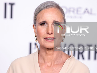 Andie MacDowell arrives at the 19th Annual L'Oreal Paris' Women Of Worth Celebration 2024 held at NeueHouse Hollywood on November 21, 2024 i...