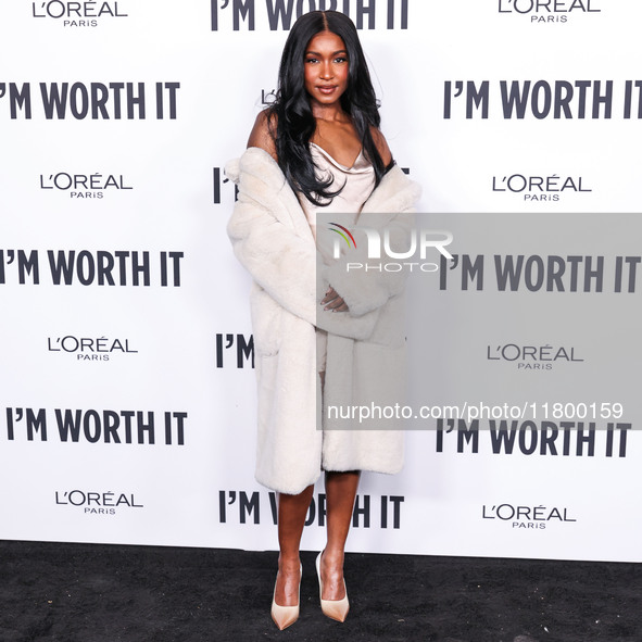 Carlacia Grant arrives at the 19th Annual L'Oreal Paris' Women Of Worth Celebration 2024 held at NeueHouse Hollywood on November 21, 2024 in...