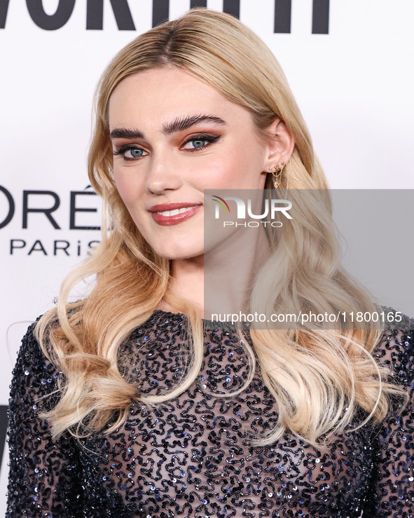 Meg Donnelly arrives at the 19th Annual L'Oreal Paris' Women Of Worth Celebration 2024 held at NeueHouse Hollywood on November 21, 2024 in H...