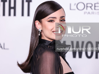 Sofia Carson arrives at the 19th Annual L'Oreal Paris' Women Of Worth Celebration 2024 held at NeueHouse Hollywood on November 21, 2024 in H...