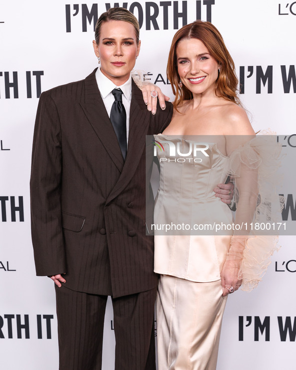 Ashlyn Harris and girlfriend Sophia Bush arrive at the 19th Annual L'Oreal Paris' Women Of Worth Celebration 2024 held at NeueHouse Hollywoo...