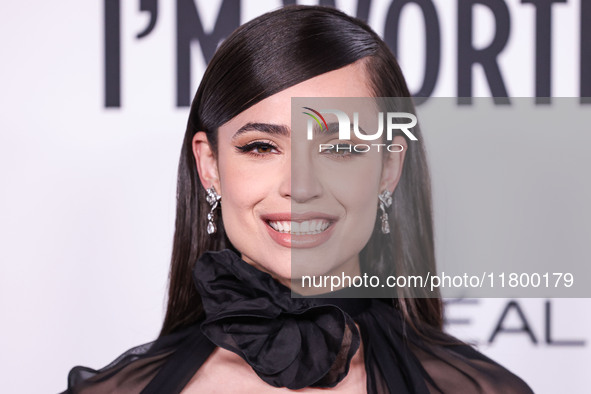 Sofia Carson arrives at the 19th Annual L'Oreal Paris' Women Of Worth Celebration 2024 held at NeueHouse Hollywood on November 21, 2024 in H...