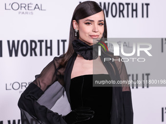 Sofia Carson arrives at the 19th Annual L'Oreal Paris' Women Of Worth Celebration 2024 held at NeueHouse Hollywood on November 21, 2024 in H...