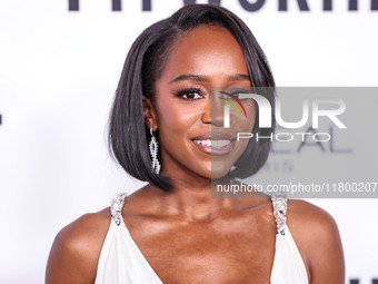 Aja Naomi King arrives at the 19th Annual L'Oreal Paris' Women Of Worth Celebration 2024 held at NeueHouse Hollywood on November 21, 2024 in...