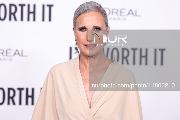 Andie MacDowell arrives at the 19th Annual L'Oreal Paris' Women Of Worth Celebration 2024 held at NeueHouse Hollywood on November 21, 2024 i...