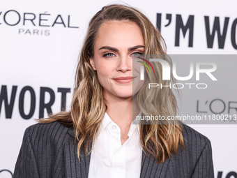 Cara Delevingne arrives at the 19th Annual L'Oreal Paris' Women Of Worth Celebration 2024 held at NeueHouse Hollywood on November 21, 2024 i...